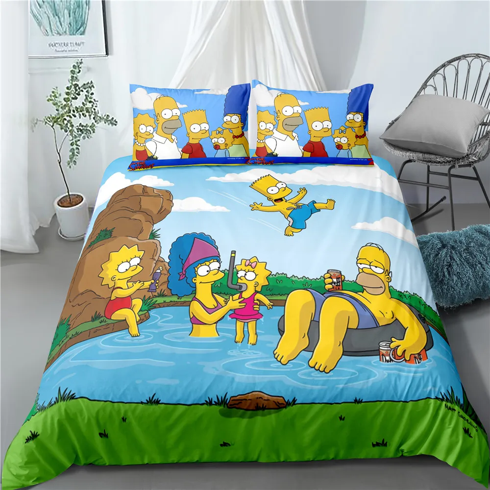 

Classic Anime Cute Cartoon Comforter Cover Set for Kids Adults 3D Print Duvet Cover King Queen Bedroom Decor with Pillowcases