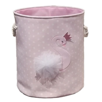 

Dirty Laundry Basket Pink Swan Organizer Basket Drawstring Storage Baskets for Toys Books D35XH40cm Swan Pattern