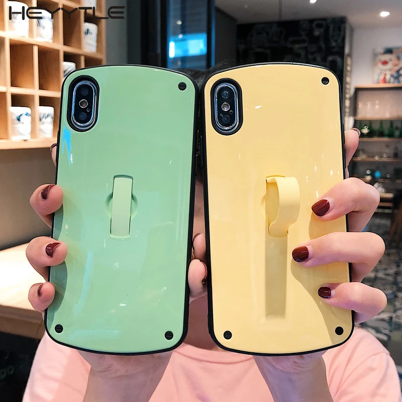Heyytle милый держатель для кольца Arc чехол iPhone 7 8 Plus 6 6s карамельный цвет X XS Max XR 10