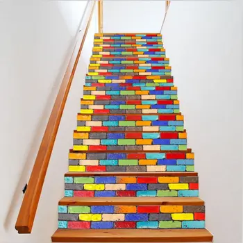 

13PCS Simulation Tile Sticker 3D Brick Staircase Sticker Kitchen Decal Removable DIY Decoration Wallpaper Decal Stairs Decoratio