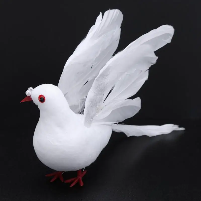 Реалистичный белый искусственный Peace Pigeon пена перо крыло орнамент с голубями современные украшения дома аксессуары для рождества свадьбы