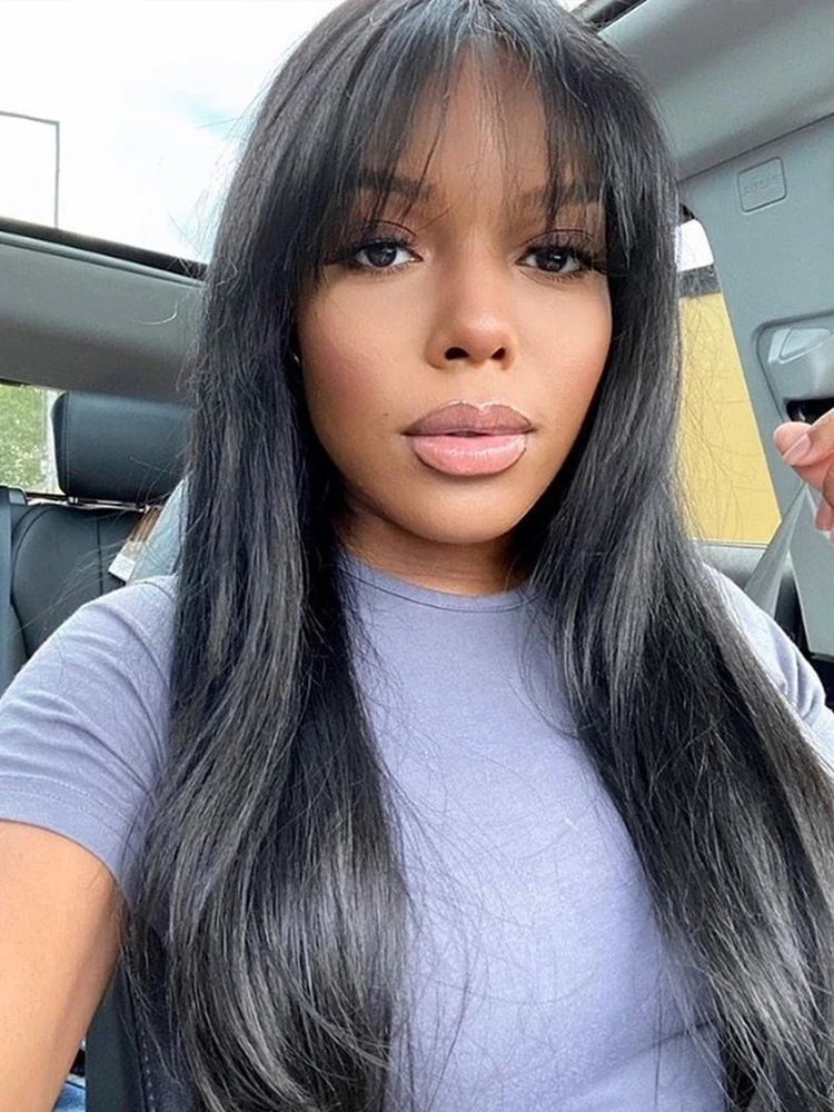 Wig With Bangs Human Hair Short Bob Wigs For Black Women Brazilian