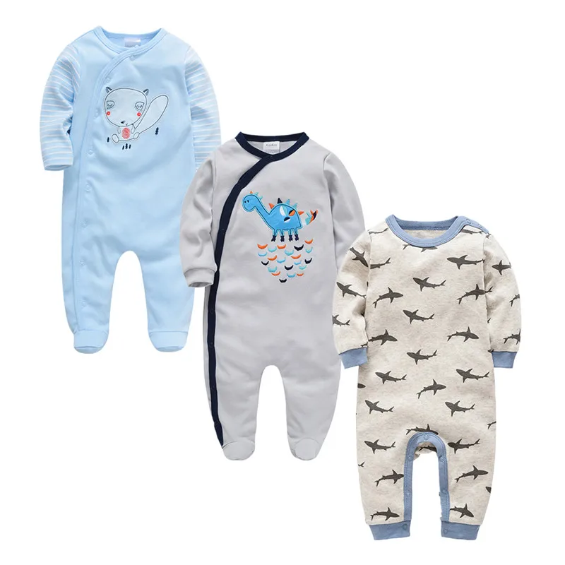 Осень-зима, комплект из 3 предметов для маленьких мальчиков, roupa de bebes, комбинезон для новорожденных, Хлопковая пижама с длинными рукавами, Комбинезоны для детей 3, 6, 9, 12 месяцев - Цвет: PY108111631175