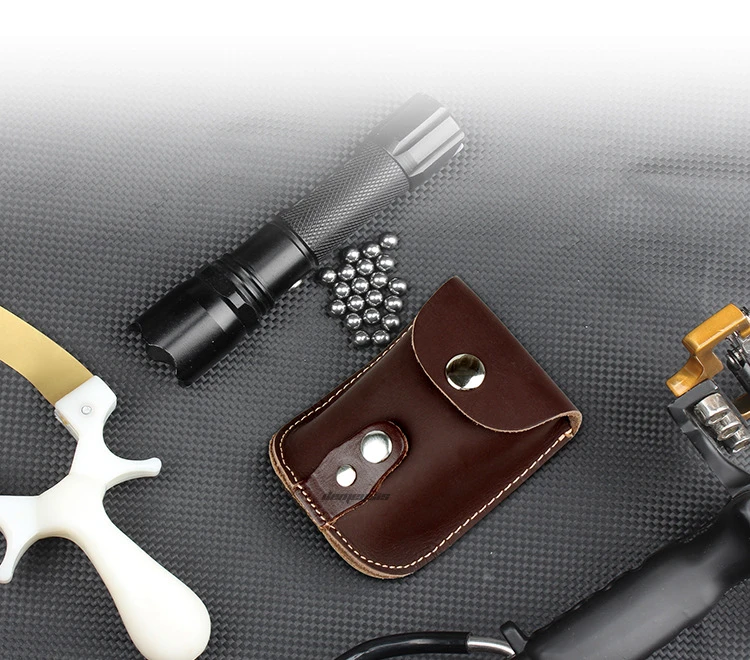 Outdoor Tactical Slingshot Ammo Pouch Leather Hunting Slingshot Magazine Pouches Steel Ball Pouch Holder