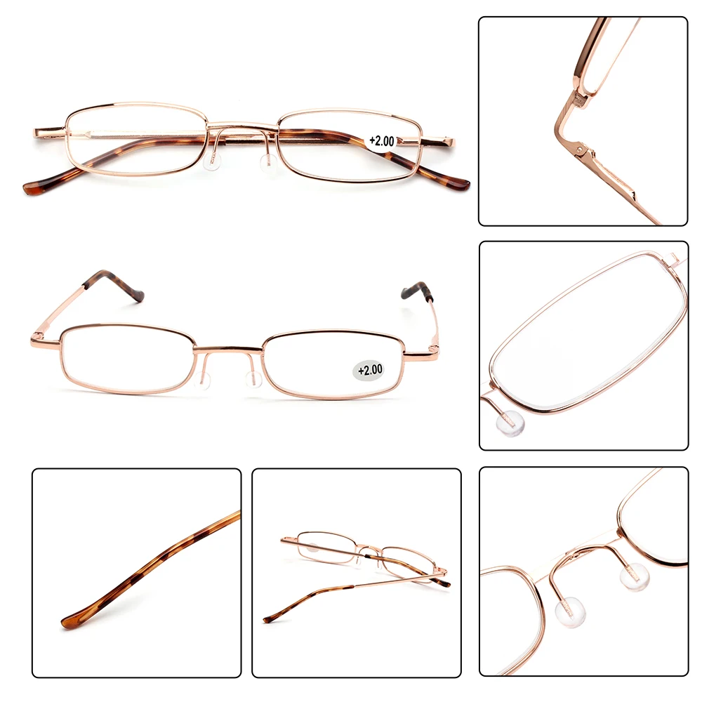 Очки унисекс для дальнозоркости с ручкой, чехол, очки для чтения, пружинный шарнир, классический металлический чехол, Уход За Зрением+ 1,00~+ 4,00