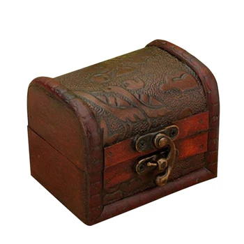 

Jewelry Box Vintage Wood Handmade Box with Mini Metal Lock for Storing Jewelry Treasure Pearl