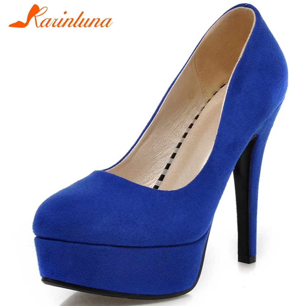 

Karinluna 2020 New Fashion Flock Dropship Platform High Heels Shoes Woman Pumps Female Slip-On Party Wedding Pumps Women Shoes
