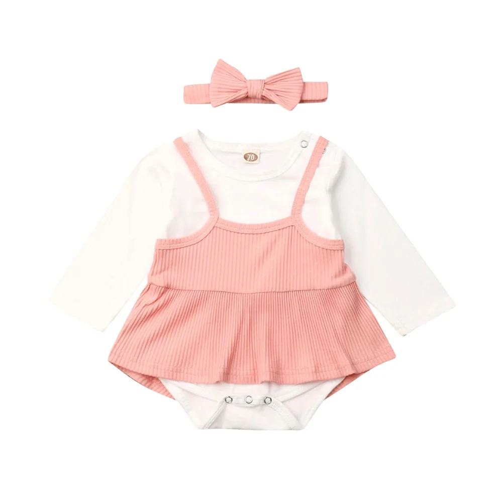 US Stock Cute 3PCS Newborn Baby Girl Clothes Romper Bodysuit Sunsuit Playsuit Outfit Clothes 0-18 months