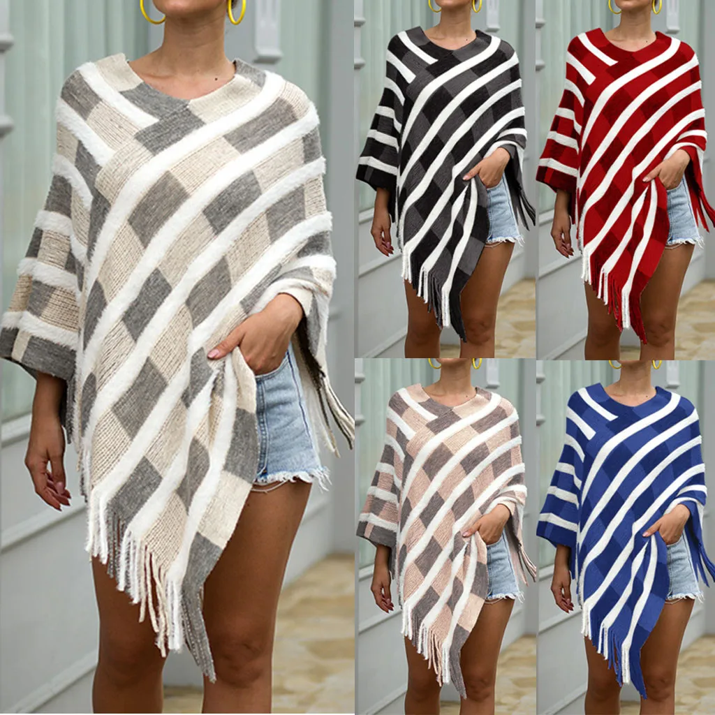 

Women Winter Knitted Cashmere Poncho Capes Shawl Cardigans Sweater Coat Pull Femme 2019 Femme Elasticity Pullovers Jumper
