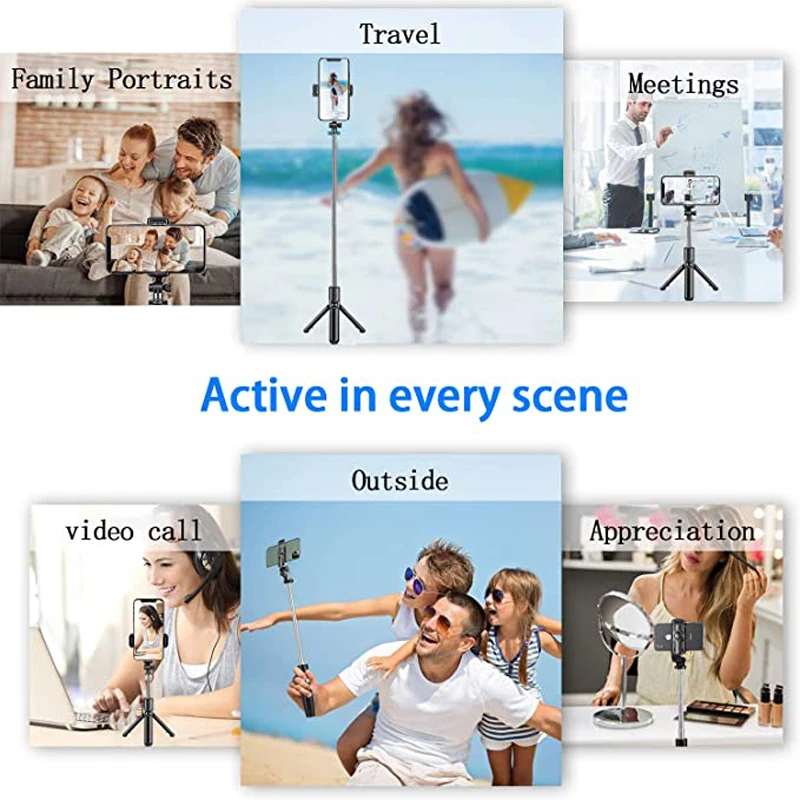 Extendable Selfie Stick Tripod Stand Multi-angle Rotation with Bluetooth Remote for iPhone 12 11 Pro XS MAX X XR SE 8 7 Samsung