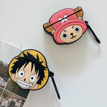 

Cute Cartoon Bluetooth Earphone Case Protective Cover Accessories Case for Airpods 1 2 with Keychain One Piece Luffy Chopper