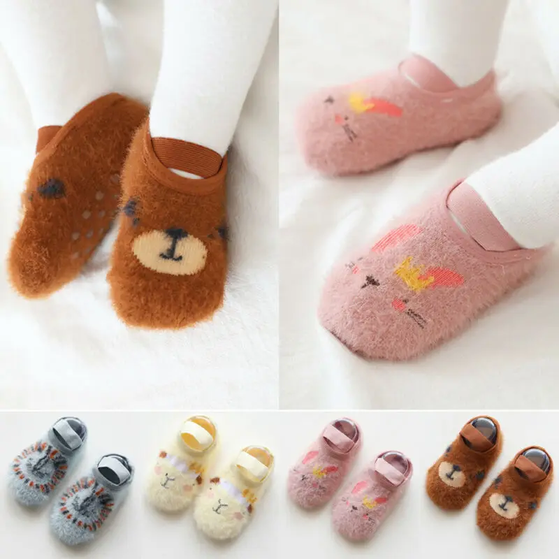 Унисекс; замшевые носки из пряжи для маленьких мальчиков и девочек; для новорожденных; сезон осень-зима; теплые меховые Носки с рисунком; аксессуары для носков 0-3Y