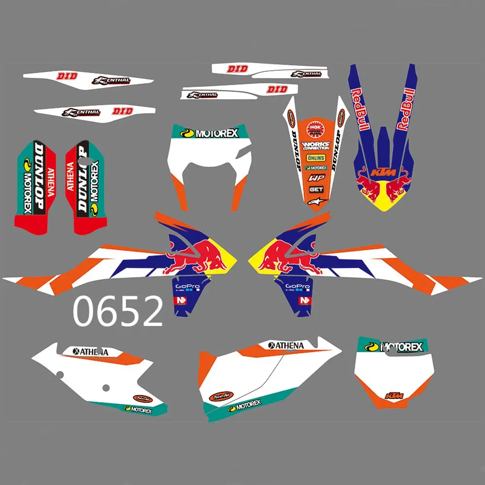 

For KTM SX SXF 125 200 250 300 350 400 450 500 2016 2017 2018 Sticker Kit Bull Full Graphics Decals Stickers Custom Number Name