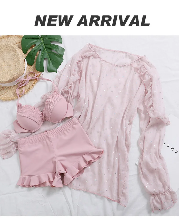 Maillot Femme женское бикини одежда для плавания женский слитный купальник с Пуш Ап раздельный из трех частей Splitd Корея Восточные Ворота Ins Твердые