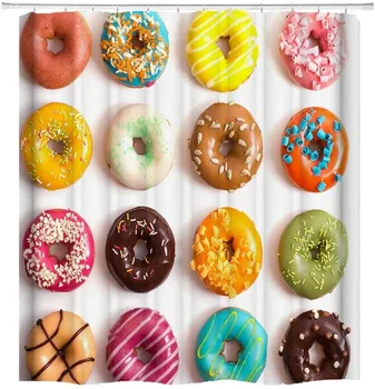 

Donuts Candy Land Christmas Theme Shower Curtain Sprinkles Girly Fabric Shower Curtain Sets Bathroom Decor Waterproof Washable
