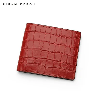 Hiram Beron индивидуальный Бесплатный итальянский крокодиловый узор кожаный бумажник мужской роскошный продукт Подарочная коробка Прямая поставка - Цвет: red