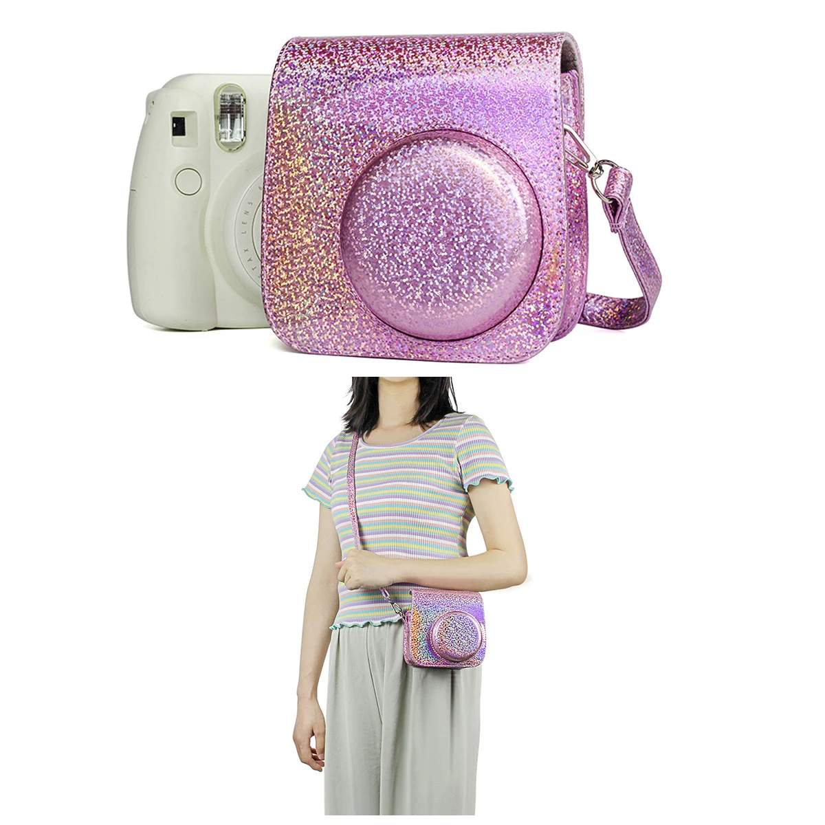 Кейс защитная сумка для камеры PU кожаный чехол протектор блеск для Polaroid Fujifilm Instax Mini 9 8+ чехол для камеры