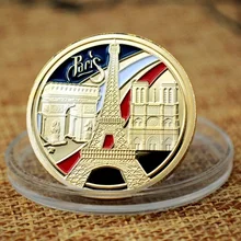 

24k Gold Plated Commemorative Medallion Of Paris Tower Coin Collection Crafts Collectibles Home Decoration Challenge Coin