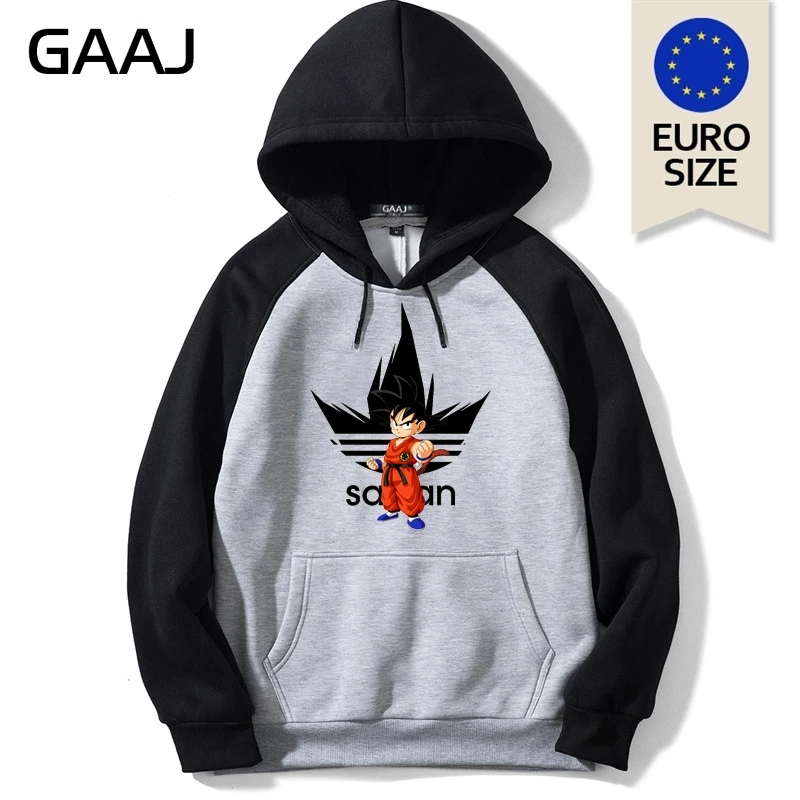 Raglan Gray Драконий жемчуг Гоку Драконий жемчуг японского аниме Харадзюку Толстовка Мужская Европейский Размер Уличная Толстовка более размера d Зимние флисовые толстовки мужские - Цвет: Raglan Gray