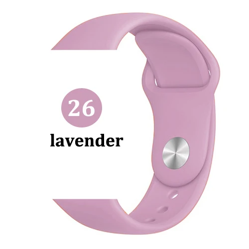 Ремешок для Apple watch band 5 4 44 мм 40 мм correa iwatch 4 3 2 42 мм 38 мм спортивный силиконовый браслет pulseira аксессуары для Apple watch - Цвет ремешка: 26-lavender