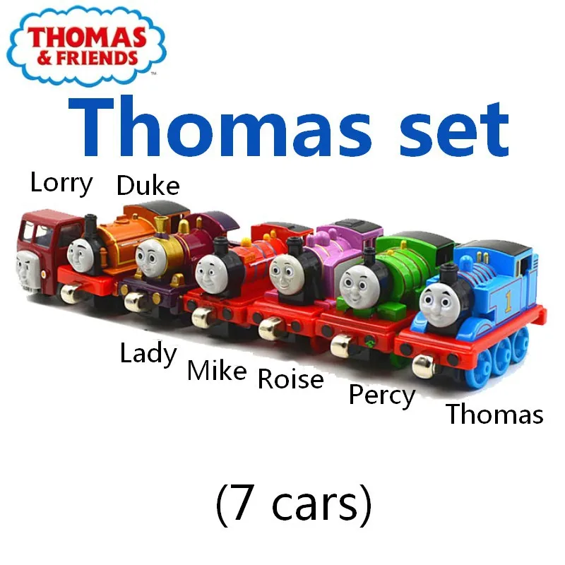 Томас и Друзья Emily локомотив Поезд Модель сплав пластик Магнитный трек железнодорожный вагон игрушка подарок на день рождения - Цвет: 7 cars set