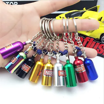 

5pcs Creative High quality metal Racing turbo keychain NOS Nitrogen Bottle car key ring for accessories