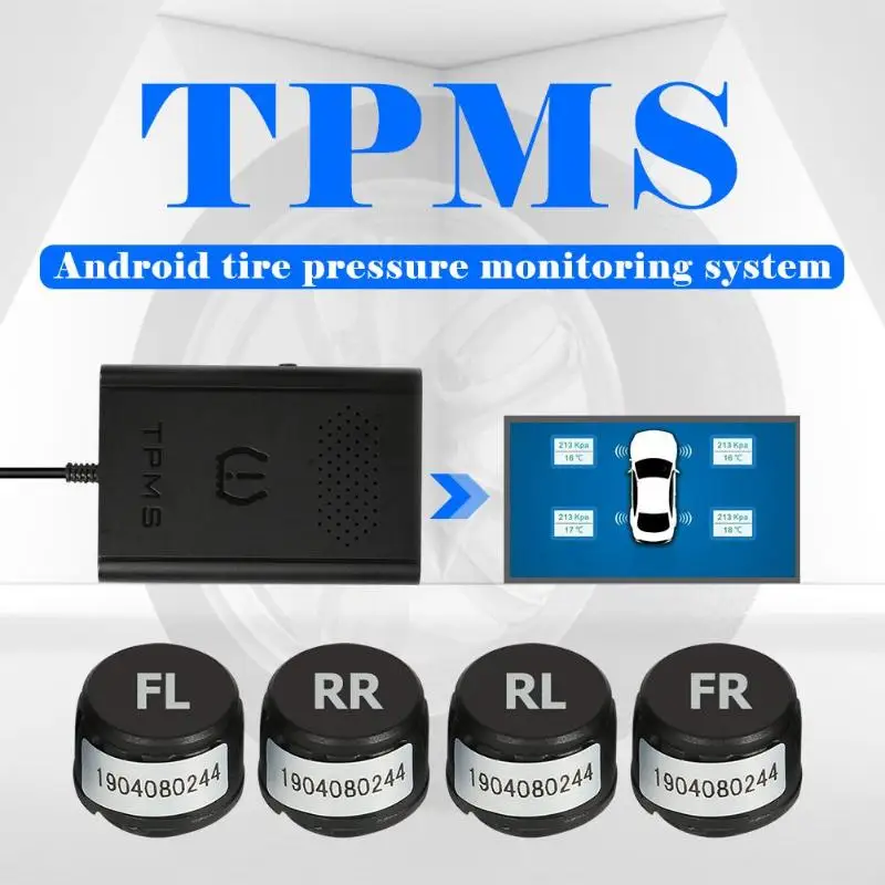 USB автомобильный TPMS монитор давления в шинах+ внешние датчики для Android навигации