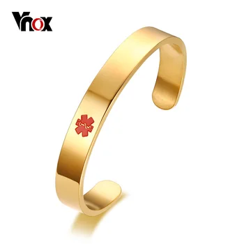 

Vnox Free Engraving Cuff Bangle Medical Alert ID Emergency ICE Bracelet Secret Message Hidden