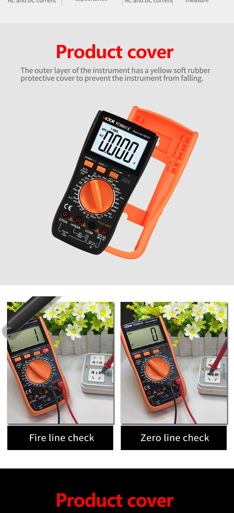 Цифровой мультиметр VICTOR VC9805A+ True RMS DMM AC/DC Ammerter сопротивления, емкости и индуктивности частоты температурный тестер
