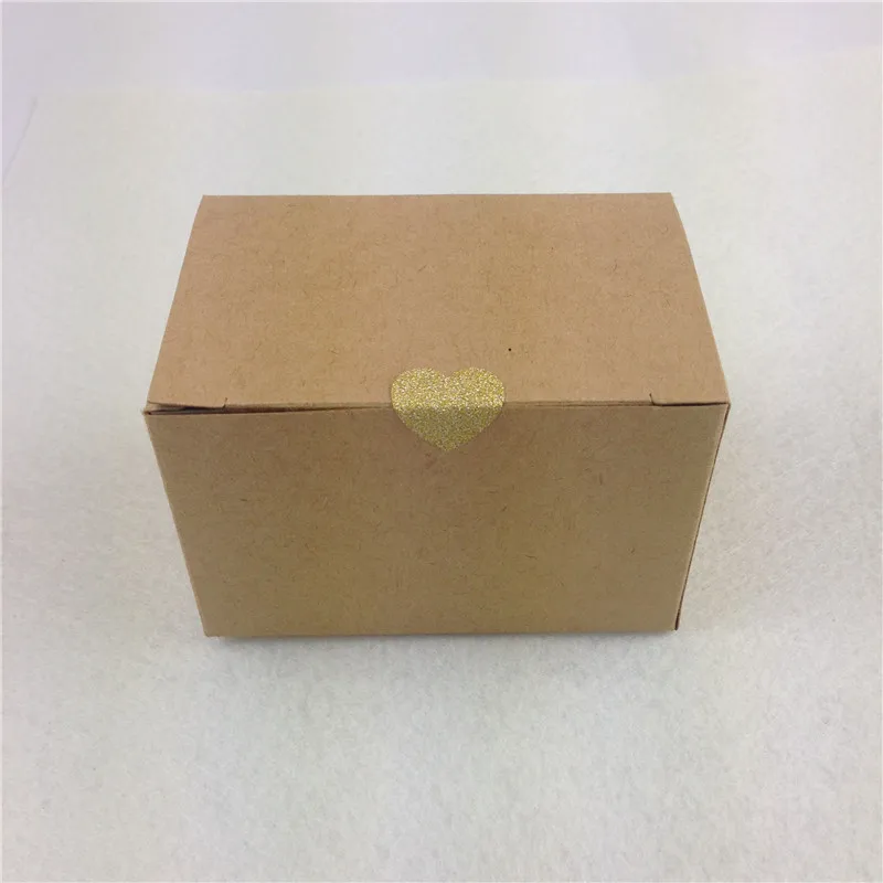 

50Pcs/Lot 9x6x6cm Kraft Gift Paper Card Box Add Bling Yellow Stickers For Birthday Party Candy Gift Packaging Barbie Doll Boxes