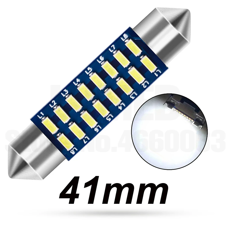 41mm 100x гирлянда автомобиля C5W светодиодный светильник 31 мм 36 мм/39 мм/41 мм 16 светодиодный 3014 SMD авто Интерьер лампа потолочный плафон Лампы для чтения 12V - Испускаемый цвет: 41mm