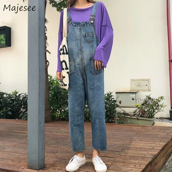 

Jumpsuits for Women High Waist Denim Ankle-length Casual Slim Womens Jumpsuit Korean Fashion Females Vintage Streetwear Simple