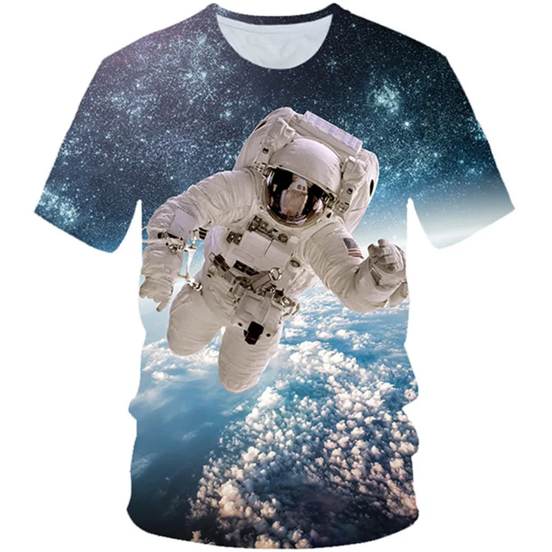 

2020 Summer Children 3D T-shirt Kids Space Astronaut Planet Balloon Harajuku Style 3D Print T shirt Boys Girls Colorful Tshirts