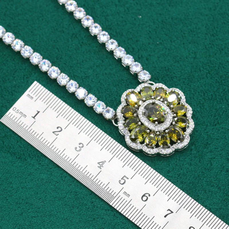 zircão verde para mulheres, bracelete, brincos, colar, pingente, anel nupcial