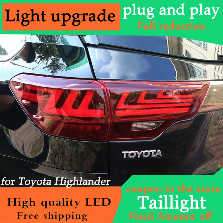 

DY_L Car Styling for Toyota Highlander TailLights 2015-2019 New Kluger LED Tail Light Lexus Type dynamic turn signal Rear Lamp