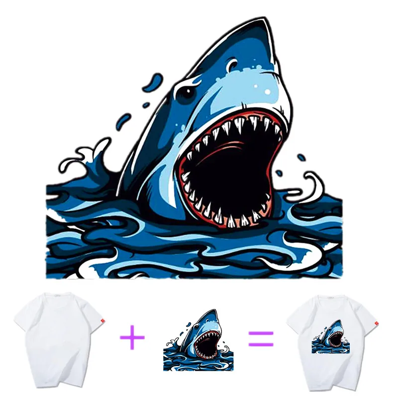 

Name Logo Patch Shark Iron Ons Patches Bulk for Clothing Accessories Thermal Transfer Stickers for Clothes Free Shipping