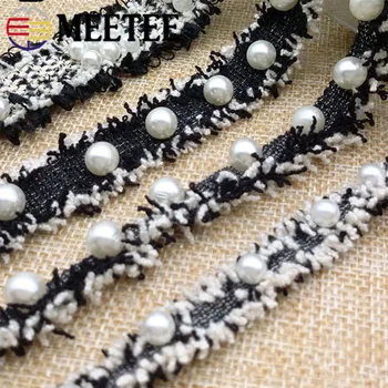 

5Yards Vintage Embroidered Pearl Lace Trim Beaded Ribbon Fabric Handmade DIY Wedding Dress Sewing Craft KY2123