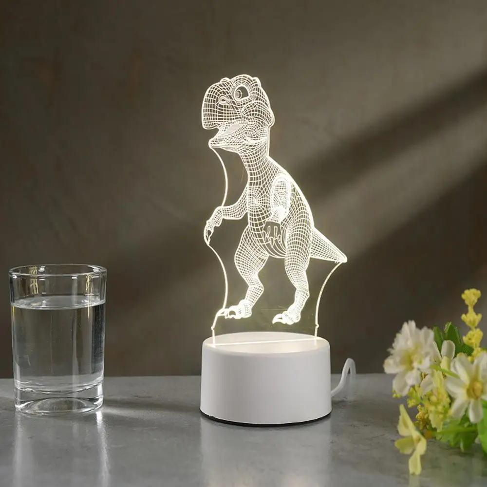 Новое поступление, с питанием от USB 3D светодиодный ночной Светильник Медузы в форме настольная лампа Рождественское украшение для дома прекрасные подарки для детей - Испускаемый цвет: Dinosaur