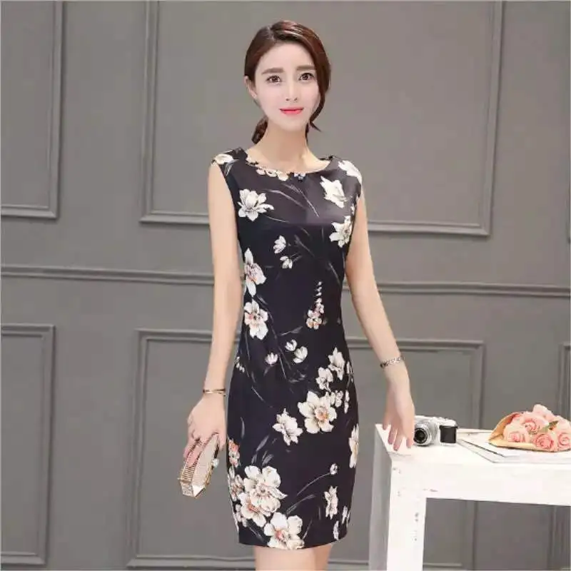 

2018 New Style Korean-style Spring And Summer Large Size Sleeveless Base Slim Fit Slimming Ol Commuting Vest Dress Skirt