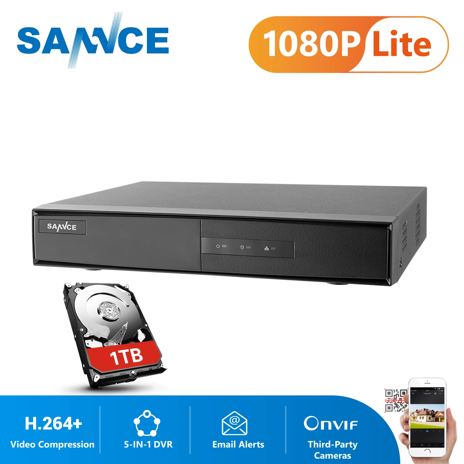 Видеорегистратор SANNCE 4/8 канала 1080P 5 в 1 HDMI 1080P|Видеорегистратор для