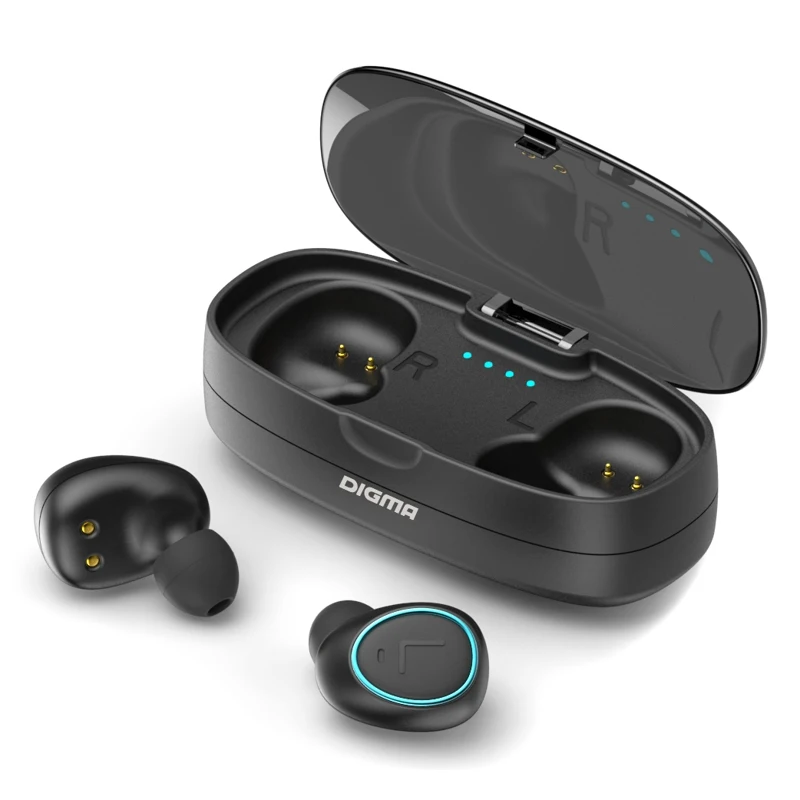 Гарнитура вкладыши Digma TWS-04 черный беспроводные bluetooth(кейс в компл