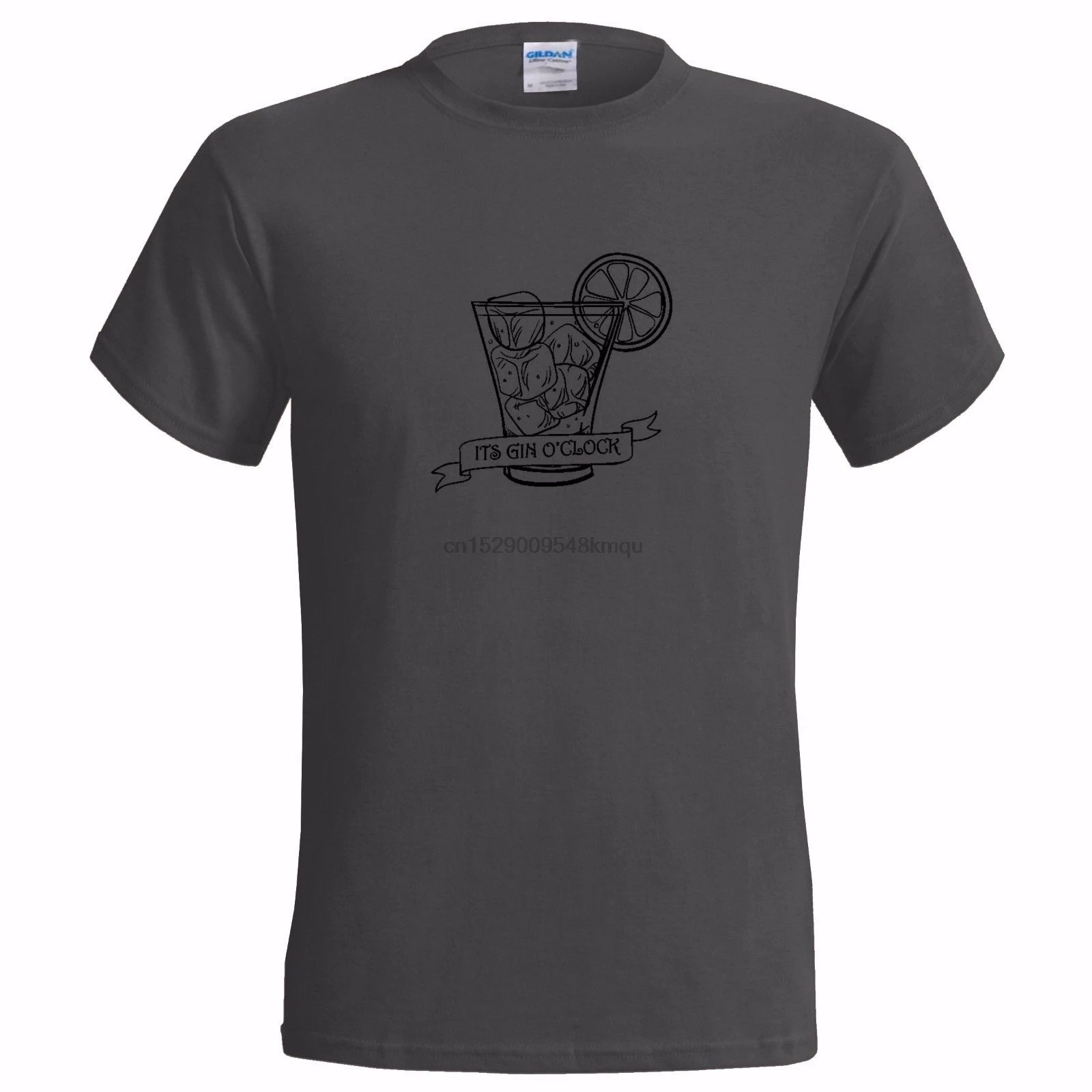 GIN OCLOCK RETRO DRAWING LOGO MENS T SHIRT DRINKER TONIC AND CLOCK GIFT PRESENT 100% cotton tee shirt tops wholesale |