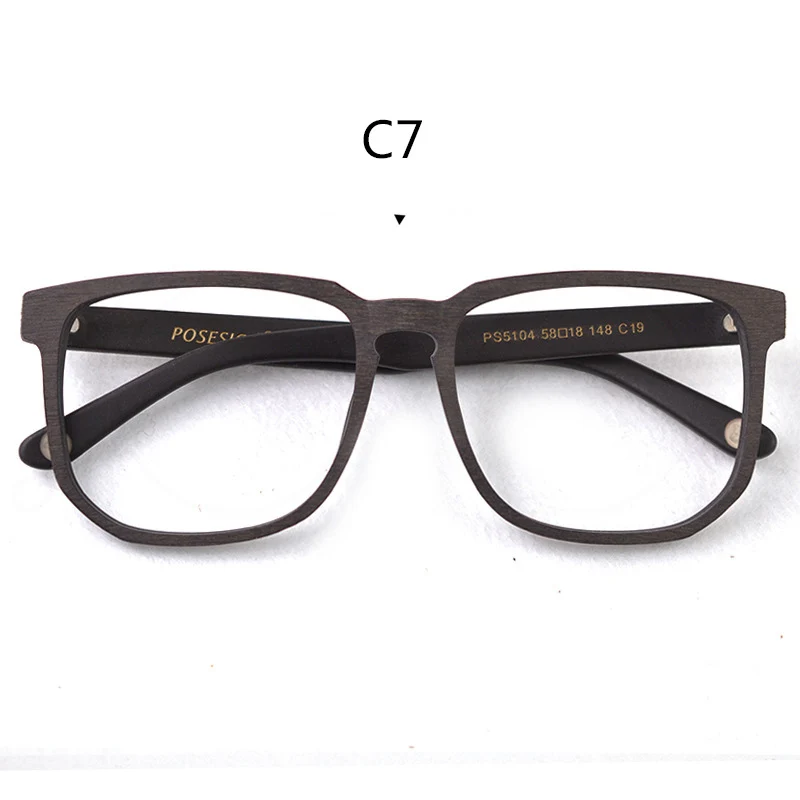 Высококачественные ацетатные оптические очки, оправа для мужчин и женщин, очки с прозрачными линзами, винтажные брендовые японские деревянные очки ручной работы с коробкой 317 - Цвет оправы: C7
