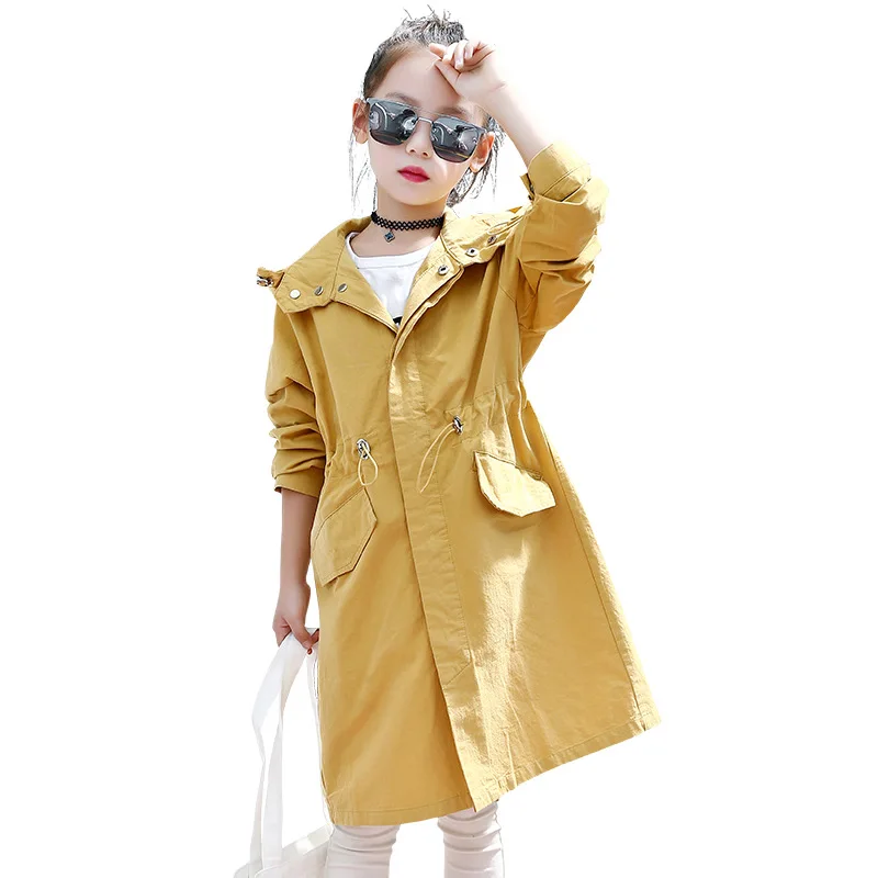 Осенняя ветровка для девочек-подростков 5-14 лет, плащ для больших девочек, пальто в Корейском стиле для девочек, детские куртки