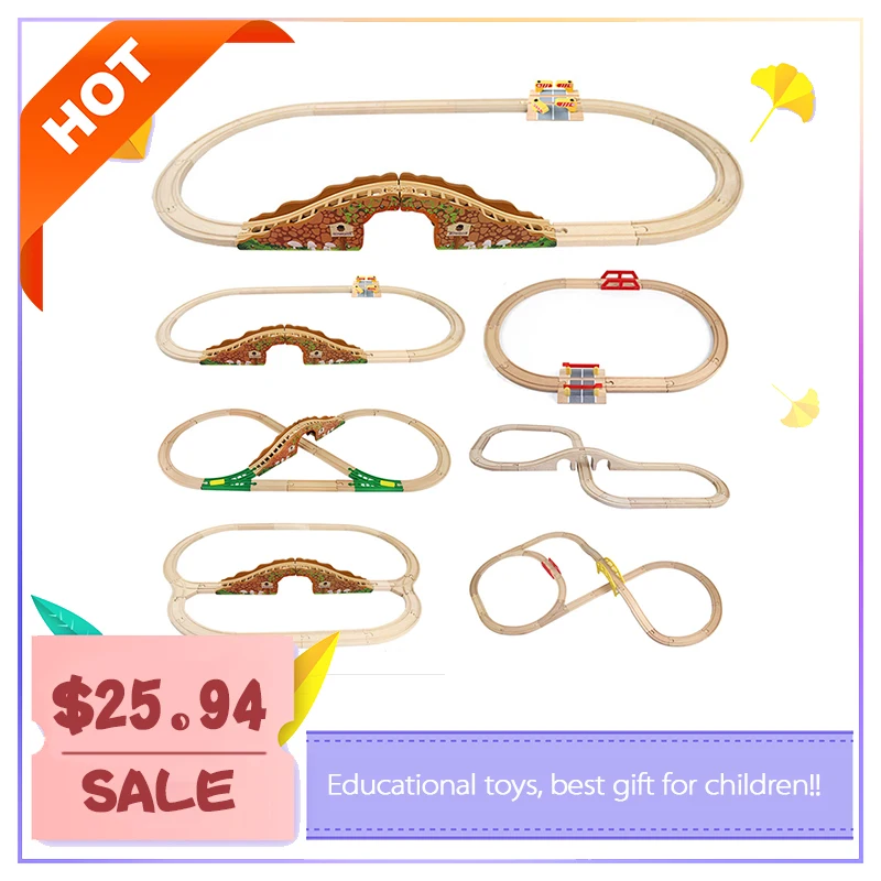 

Wooden Track Train Set Toy Railway Magic Brio Wood Puzzles educational Toys for Kids track toy educational toys for children