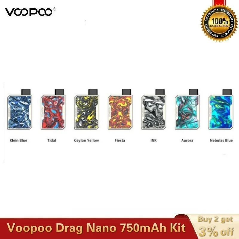 Оригинальный комплект VOOPOO DRAG Nano Pod аккумулятор 750 мАч и картридж 1 0 мл электронная