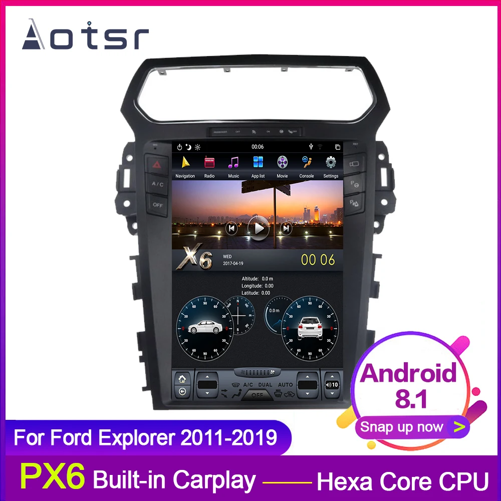 Android 8.1 Tesla style one din Vertical screen Car GPS Navigation For Ford Explorer 2011-2019 Head Unit Multimedia radio Player |