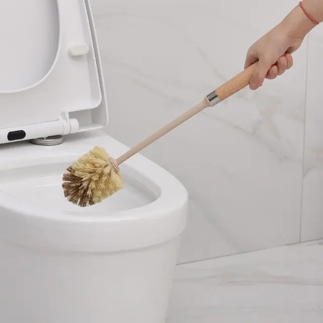 Household Wooden Long Handle Toilet Brush Home Hotel Kitchen Bathroom Multifunctional Detachable Closetool Cleaning Tool 2