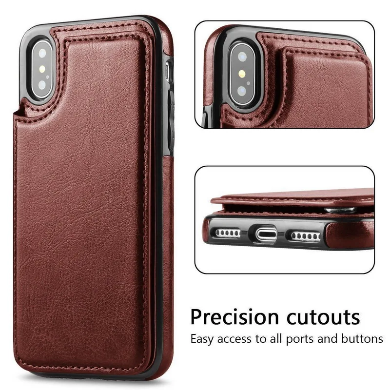 

For iPhone 8 X 7 8 Plus 5 5s Business Card Leather Phone CaseHolders Retro PU Leather Case For iPhone XS Max XR 6 6s 7 8 XS