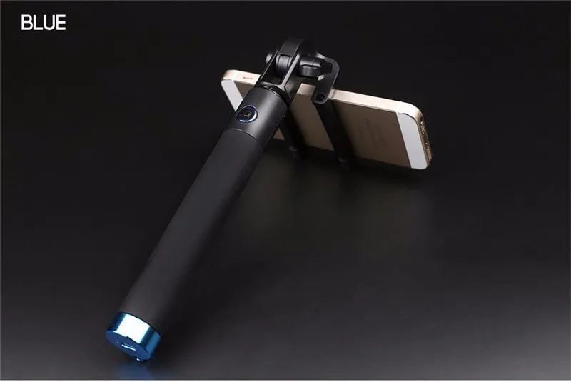 Синий Bluetooth селфи палка выдвижной монопод Встроенный пульт дистанционного спуска затвора для IPhone X 8 7 6S 6plus samsung Galaxy S8 S9 S7 штатив - Цвет: Синий